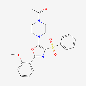 molecular formula C22H23N3O5S B11325787 1-{4-[2-(2-Methoxyphenyl)-4-(phenylsulfonyl)-1,3-oxazol-5-yl]piperazin-1-yl}ethanone 