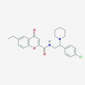 molecular formula C25H27ClN2O3 B11325881 N-[2-(4-chlorophenyl)-2-(piperidin-1-yl)ethyl]-6-ethyl-4-oxo-4H-chromene-2-carboxamide 