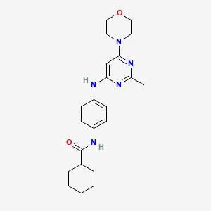 molecular formula C22H29N5O2 B11325912 N-(4-((2-methyl-6-morpholinopyrimidin-4-yl)amino)phenyl)cyclohexanecarboxamide 