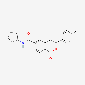 molecular formula C22H23NO3 B11325978 N-cyclopentyl-3-(4-methylphenyl)-1-oxo-3,4-dihydro-1H-isochromene-6-carboxamide 