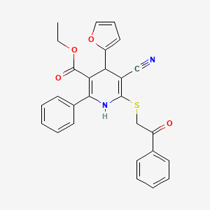 molecular formula C27H22N2O4S B11326021 Ethyl 5-cyano-4-(furan-2-yl)-6-[(2-oxo-2-phenylethyl)sulfanyl]-2-phenyl-1,4-dihydropyridine-3-carboxylate 