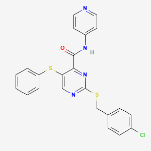 molecular formula C23H17ClN4OS2 B11326063 2-[(4-chlorobenzyl)sulfanyl]-5-(phenylsulfanyl)-N-(pyridin-4-yl)pyrimidine-4-carboxamide 
