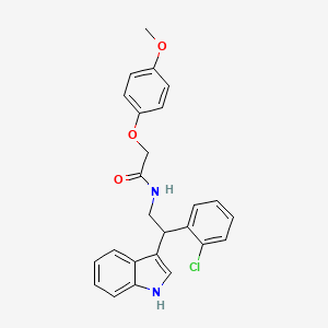 molecular formula C25H23ClN2O3 B11326071 N-[2-(2-chlorophenyl)-2-(1H-indol-3-yl)ethyl]-2-(4-methoxyphenoxy)acetamide 