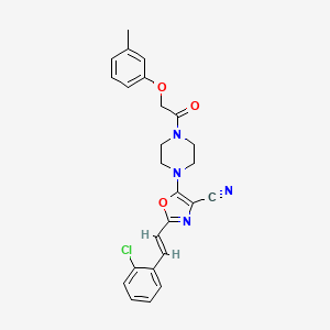 molecular formula C25H23ClN4O3 B11326074 2-[(E)-2-(2-chlorophenyl)ethenyl]-5-{4-[(3-methylphenoxy)acetyl]piperazin-1-yl}-1,3-oxazole-4-carbonitrile 
