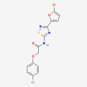 molecular formula C14H9BrClN3O3S B11326114 N-[3-(5-bromofuran-2-yl)-1,2,4-thiadiazol-5-yl]-2-(4-chlorophenoxy)acetamide 