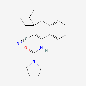 molecular formula C20H25N3O B11326159 N-(2-cyano-3,3-diethyl-3,4-dihydronaphthalen-1-yl)pyrrolidine-1-carboxamide 