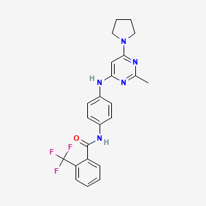molecular formula C23H22F3N5O B11326234 N-(4-{[2-Methyl-6-(pyrrolidin-1-YL)pyrimidin-4-YL]amino}phenyl)-2-(trifluoromethyl)benzamide 