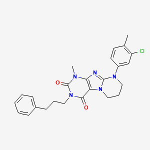 molecular formula C25H26ClN5O2 B11326422 9-(3-chloro-4-methylphenyl)-1-methyl-3-(3-phenylpropyl)-7,8-dihydro-6H-purino[7,8-a]pyrimidine-2,4-dione 