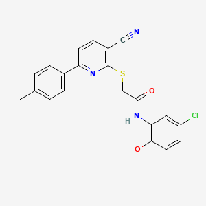 molecular formula C22H18ClN3O2S B11326506 N-(5-chloro-2-methoxyphenyl)-2-{[3-cyano-6-(4-methylphenyl)pyridin-2-yl]sulfanyl}acetamide 