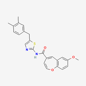 molecular formula C24H22N2O3S B11326653 N-[5-(3,4-dimethylbenzyl)-1,3-thiazol-2-yl]-7-methoxy-1-benzoxepine-4-carboxamide 
