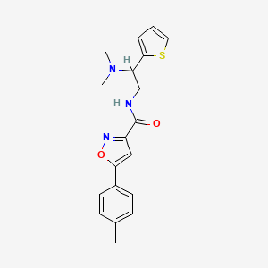 molecular formula C19H21N3O2S B11326763 N-[2-(dimethylamino)-2-(thiophen-2-yl)ethyl]-5-(4-methylphenyl)-1,2-oxazole-3-carboxamide 