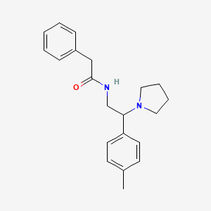 molecular formula C21H26N2O B11327139 N-[2-(4-methylphenyl)-2-(pyrrolidin-1-yl)ethyl]-2-phenylacetamide 