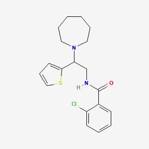 molecular formula C19H23ClN2OS B11327380 N-[2-(azepan-1-yl)-2-(thiophen-2-yl)ethyl]-2-chlorobenzamide 
