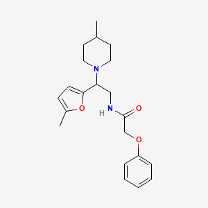 molecular formula C21H28N2O3 B11327408 N-[2-(5-methylfuran-2-yl)-2-(4-methylpiperidin-1-yl)ethyl]-2-phenoxyacetamide 