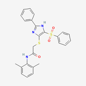 molecular formula C25H23N3O3S2 B11327465 N-(2,6-dimethylphenyl)-2-{[2-phenyl-4-(phenylsulfonyl)-1H-imidazol-5-yl]sulfanyl}acetamide 