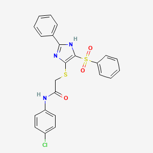 molecular formula C23H18ClN3O3S2 B11327673 N-(4-chlorophenyl)-2-{[2-phenyl-4-(phenylsulfonyl)-1H-imidazol-5-yl]sulfanyl}acetamide 