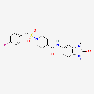 molecular formula C22H25FN4O4S B11327975 N-(1,3-dimethyl-2-oxo-2,3-dihydro-1H-benzimidazol-5-yl)-1-[(4-fluorobenzyl)sulfonyl]piperidine-4-carboxamide 