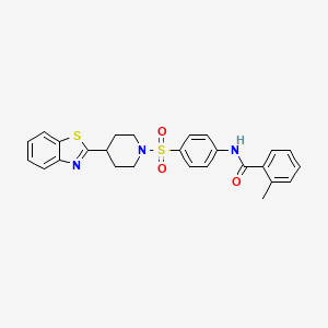molecular formula C26H25N3O3S2 B11328188 N-(4-{[4-(1,3-benzothiazol-2-yl)piperidin-1-yl]sulfonyl}phenyl)-2-methylbenzamide 