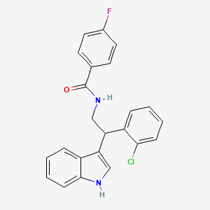 molecular formula C23H18ClFN2O B11328374 N-[2-(2-chlorophenyl)-2-(1H-indol-3-yl)ethyl]-4-fluorobenzamide 