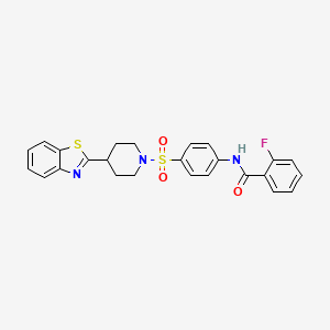molecular formula C25H22FN3O3S2 B11328968 N-(4-{[4-(1,3-benzothiazol-2-yl)piperidin-1-yl]sulfonyl}phenyl)-2-fluorobenzamide 
