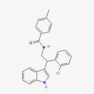 molecular formula C24H21ClN2O B11329275 N-[2-(2-chlorophenyl)-2-(1H-indol-3-yl)ethyl]-4-methylbenzamide 
