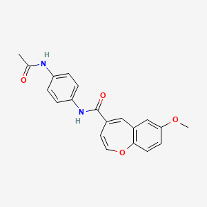 molecular formula C20H18N2O4 B11329304 N-[4-(acetylamino)phenyl]-7-methoxy-1-benzoxepine-4-carboxamide 