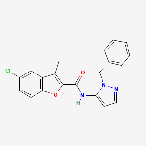 molecular formula C20H16ClN3O2 B11329431 N-(1-benzyl-1H-pyrazol-5-yl)-5-chloro-3-methyl-1-benzofuran-2-carboxamide 