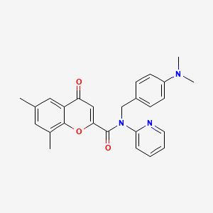 molecular formula C26H25N3O3 B11329555 N-[4-(dimethylamino)benzyl]-6,8-dimethyl-4-oxo-N-(pyridin-2-yl)-4H-chromene-2-carboxamide 