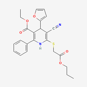 molecular formula C24H24N2O5S B11329564 Ethyl 5-cyano-4-(furan-2-yl)-6-[(2-oxo-2-propoxyethyl)sulfanyl]-2-phenyl-1,4-dihydropyridine-3-carboxylate 