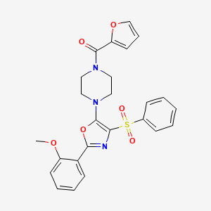 molecular formula C25H23N3O6S B11329717 Furan-2-yl{4-[2-(2-methoxyphenyl)-4-(phenylsulfonyl)-1,3-oxazol-5-yl]piperazin-1-yl}methanone 
