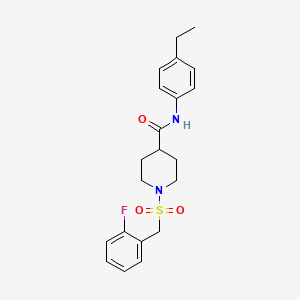 molecular formula C21H25FN2O3S B11329970 N-(4-ethylphenyl)-1-[(2-fluorobenzyl)sulfonyl]piperidine-4-carboxamide 