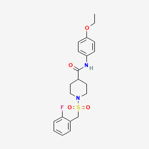 molecular formula C21H25FN2O4S B11330014 N-(4-ethoxyphenyl)-1-[(2-fluorobenzyl)sulfonyl]piperidine-4-carboxamide 