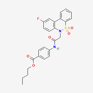 molecular formula C25H23FN2O5S B11330062 butyl 4-{[(9-fluoro-5,5-dioxido-6H-dibenzo[c,e][1,2]thiazin-6-yl)acetyl]amino}benzoate 