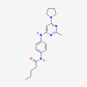 molecular formula C20H27N5O B11330099 N-(4-{[2-Methyl-6-(pyrrolidin-1-YL)pyrimidin-4-YL]amino}phenyl)pentanamide 