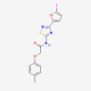 molecular formula C15H12IN3O3S B11330181 N-[3-(5-iodofuran-2-yl)-1,2,4-thiadiazol-5-yl]-2-(4-methylphenoxy)acetamide 