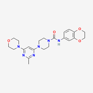 molecular formula C22H28N6O4 B11330751 N-(2,3-dihydrobenzo[b][1,4]dioxin-6-yl)-4-(2-methyl-6-morpholinopyrimidin-4-yl)piperazine-1-carboxamide 