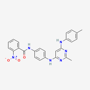 molecular formula C25H22N6O3 B11330840 N-[4-({2-methyl-6-[(4-methylphenyl)amino]pyrimidin-4-yl}amino)phenyl]-2-nitrobenzamide 