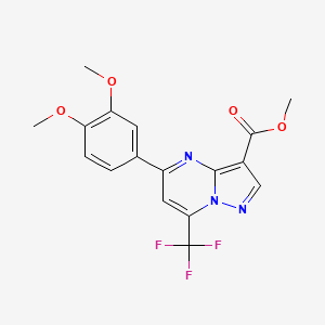 molecular formula C17H14F3N3O4 B11331079 Methyl 5-(3,4-dimethoxyphenyl)-7-(trifluoromethyl)pyrazolo[1,5-a]pyrimidine-3-carboxylate 