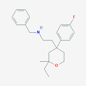 molecular formula C23H30FNO B11331122 N-benzyl-2-[2-ethyl-4-(4-fluorophenyl)-2-methyltetrahydro-2H-pyran-4-yl]ethanamine 