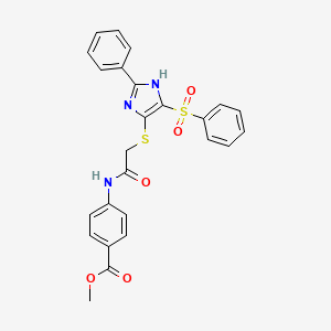 molecular formula C25H21N3O5S2 B11331350 methyl 4-[({[2-phenyl-4-(phenylsulfonyl)-1H-imidazol-5-yl]sulfanyl}acetyl)amino]benzoate 