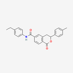 molecular formula C25H23NO3 B11331665 N-(4-ethylphenyl)-3-(4-methylphenyl)-1-oxo-3,4-dihydro-1H-isochromene-6-carboxamide 