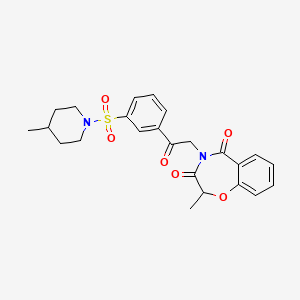 molecular formula C24H26N2O6S B11331710 2-methyl-4-(2-{3-[(4-methylpiperidin-1-yl)sulfonyl]phenyl}-2-oxoethyl)-1,4-benzoxazepine-3,5(2H,4H)-dione 