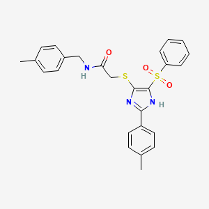 molecular formula C26H25N3O3S2 B11332066 N-(4-methylbenzyl)-2-{[2-(4-methylphenyl)-4-(phenylsulfonyl)-1H-imidazol-5-yl]sulfanyl}acetamide 