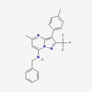 molecular formula C22H19F3N4 B11332353 N-benzyl-5-methyl-3-(4-methylphenyl)-2-(trifluoromethyl)pyrazolo[1,5-a]pyrimidin-7-amine 
