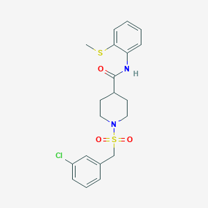 molecular formula C20H23ClN2O3S2 B11332488 1-[(3-chlorobenzyl)sulfonyl]-N-[2-(methylsulfanyl)phenyl]piperidine-4-carboxamide 