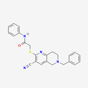 molecular formula C24H22N4OS B11332793 2-[(6-benzyl-3-cyano-5,6,7,8-tetrahydro-1,6-naphthyridin-2-yl)sulfanyl]-N-phenylacetamide 
