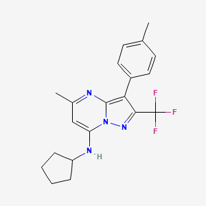 molecular formula C20H21F3N4 B11332877 N-cyclopentyl-5-methyl-3-(4-methylphenyl)-2-(trifluoromethyl)pyrazolo[1,5-a]pyrimidin-7-amine 