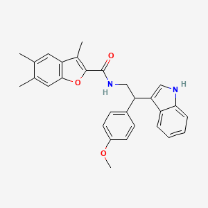 molecular formula C29H28N2O3 B11333074 N-[2-(1H-indol-3-yl)-2-(4-methoxyphenyl)ethyl]-3,5,6-trimethyl-1-benzofuran-2-carboxamide 