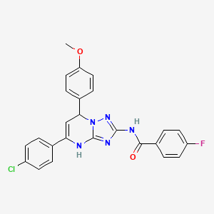 molecular formula C25H19ClFN5O2 B11333131 N-[5-(4-chlorophenyl)-7-(4-methoxyphenyl)-4,7-dihydro[1,2,4]triazolo[1,5-a]pyrimidin-2-yl]-4-fluorobenzamide 