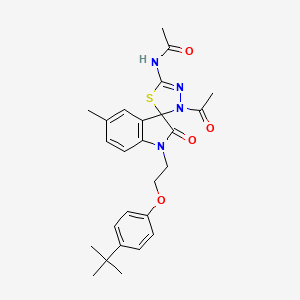 molecular formula C26H30N4O4S B11333139 N-{3'-acetyl-1-[2-(4-tert-butylphenoxy)ethyl]-5-methyl-2-oxo-1,2-dihydro-3'H-spiro[indole-3,2'-[1,3,4]thiadiazol]-5'-yl}acetamide 